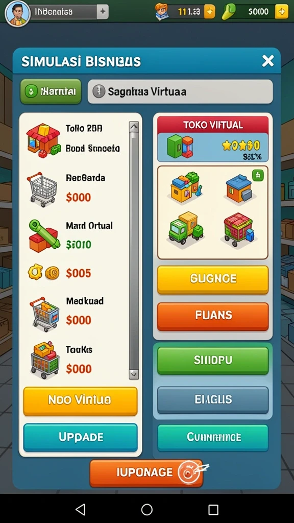 Menu permainan yang mudah dinavigasi dan interaktif.