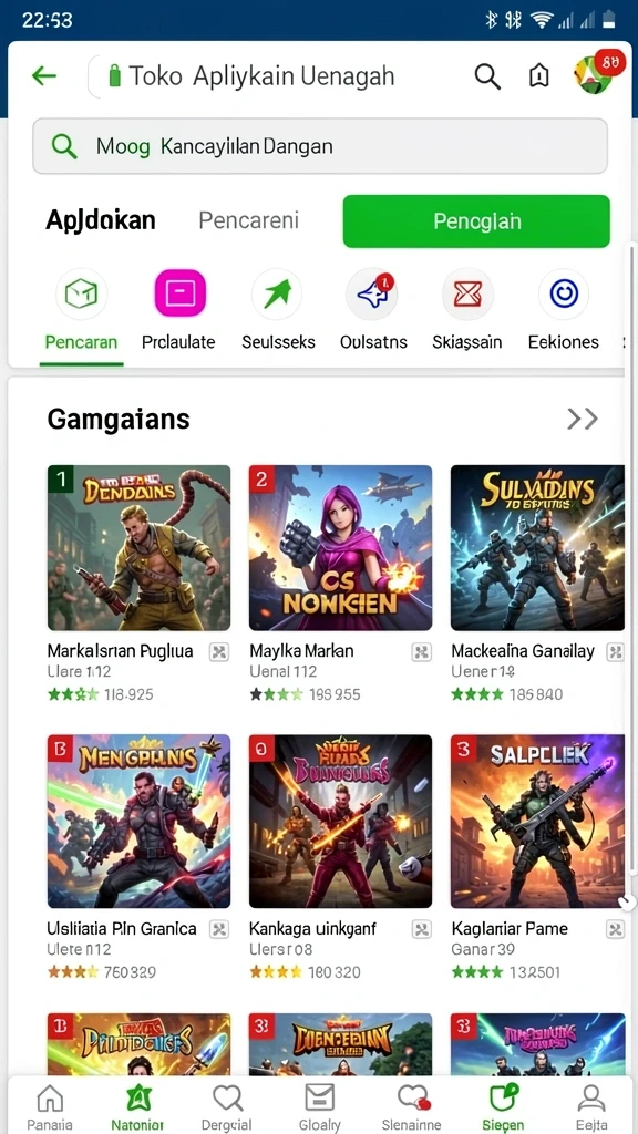 Berbagai pilihan permainan tersedia dalam satu aplikasi.